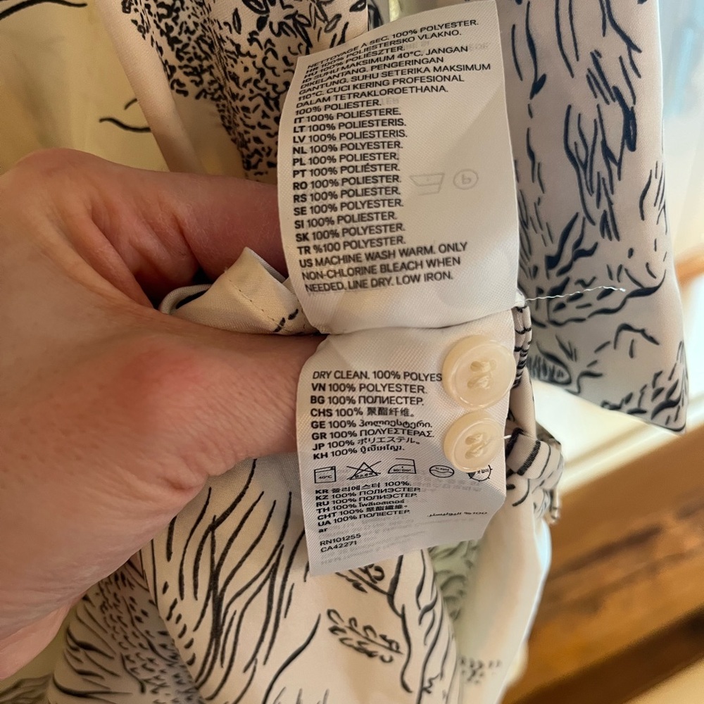 H&M Cream and Blue (a flowy and light silky satin feel) Scenic Button Down Shirt - Picture 5 of 9